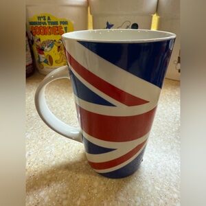 Union Jack Patriotic British Flag Tall Mug Kent Pottery Coffee Latte Cup Red Blu